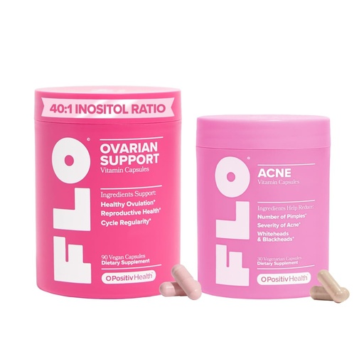 [BRSRGBAYOJ4AEHLX] Blemish Breakup Bundle – FLO Ovarian Support & FLO Acne – Hormone Balance, Cycle Regularity, and Clear Skin Support with Myo- & D-Chiro Inositol, Colostrum-Derived Lactoferrin, Zinc & Vitamin E