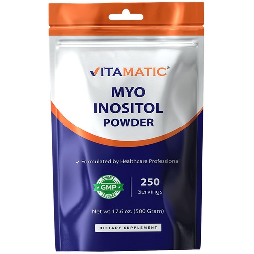 [BRSRGHQ3AQGQ4FY6] Vitamatic Myo-Inositol Powder 2000 mg per Serving | 500 g (250 Servings) | Pure Powder | No Sugar | No Fillers | Non-GMO | Dietary Supplement