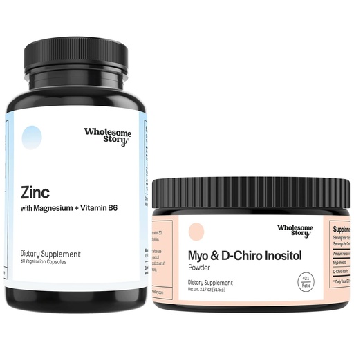 [BRSRMGQRCUNA4YLZ] Zinc, Magnesium + Myo & D Chiro Inositol | Zinc, Magnesium Glycinate, Vitamin B6 + Myo & D-Chiro Inositol Powder Bundle | Hormonal Balance, Immune System & Ovarian Function Support | 30 Servings