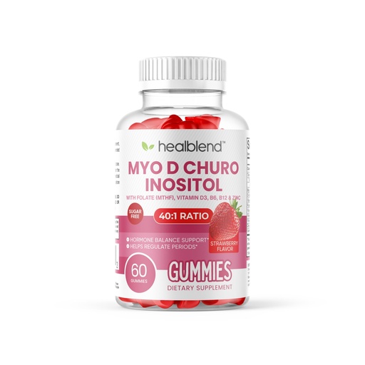 [BRSRGGAYC56AYD3J] healblend Myo & D-Chiro Inositol Gummies - PCOS Support for Women, Hormone Balance, Fertility & Ovulation - with Methylfolate, Vitamin D3, Zinc, Evening Primrose - Strawberry, Sugar-Free, 60ct (1)