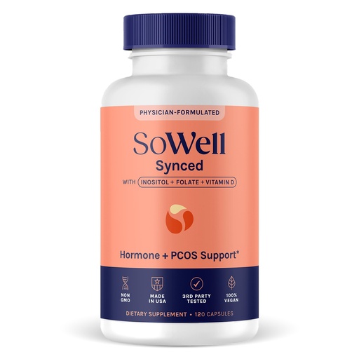 [BRSREHA2OJ5R6GYY] SoWell Synced Women’s Hormone Balance Supplement with Inositol, Vitamin D, and Folate for PCOS & Menstrual Cycle Support, 120 Capsules