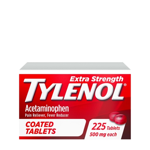 [BRSWGFL2BYHWGFL3] Tylenol Extra Strength Pain Reliever & Fever Reducer, Round Coated Tablets, 500 mg Acetaminophen Pain Relief Pills for Headache, Toothache & Minor Arthritis Pain, 225 ct