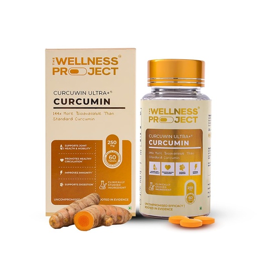 [BRSREZQNBUMGOYLZ] The Wellness Project Turmeric Curcumin with Curcuwin Ultra+ 250mg | Supports Joint, Muscle & Lung Health | for Mobility & Recovery | for Women & Men | 60 Tablets – 2 Month Supply