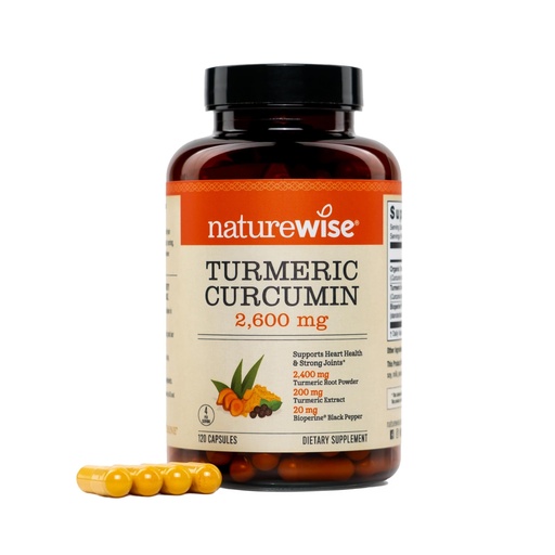 [BRSRECQBA56AO3LK] NatureWise Turmeric Curcumin with Black Pepper 2600mg - Ultra Absorption Turmeric Curcumin Supplement + BioPerine - Naturally-Sourced, Vegan, Non-GMO, USA Manufactured - 120 Capsules[30-Day Supply]