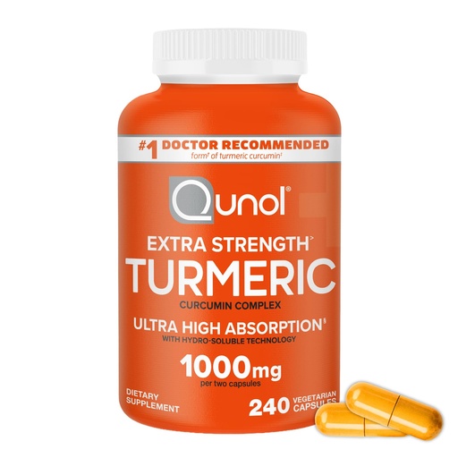 [BRSRAGL6CV5WOAD3] Qunol Turmeric Curcumin Supplement, 1000mg with Ultra High Absorption, for Joint Support, Extra Strength Capsules, 240 Count