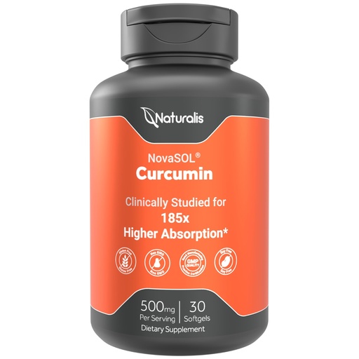[BRSREBIKAQHBADQ6] Naturalis NovaSOL Turmeric Curcumin (5,550mg Curcuminoids Equivalent Per Serving) - Clinical Proven with 185X Better Absorption | Antioxidant Support for Brain, Joint & Immune Health* | 30 Servings