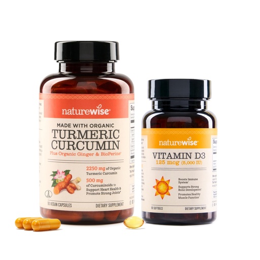 [BRSRAYYYAQJWO3TG] NatureWise Curcumin Turmeric & Vitamin D3 5000iu for Joint, Muscle, Bone & Immune Health Support [90 Count Each]