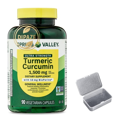 [BRSRGZA6AV4BU23D] Spring Valley Turmeric Supplement | Turmeric Curcumin Supplement, Ultra Strength 1,500 mg, 90 Count -