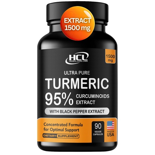 [BRSWGZALOQHAGYL3] Turmeric Curcumin Extract 1500mg – Full Dose of 95% Curcuminoids with Black Pepper Ginger & Cinnamon – High Absorption Turmeric Supplement – Non-GMO Natural Capsules
