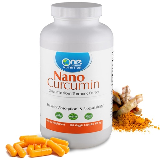 [BRSREAYCOYNQMCD3] One Planet Nutrition Nano Curcumin 100 mg Capsules (120 Count), Turmeric Extract, Nano for High Absorption, Supports Overall Health, Non-GMO, Vegan, Gluten-Free
