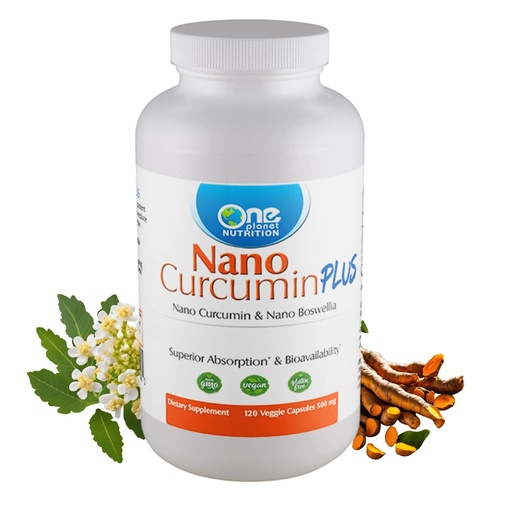 [BRSWGYI7DFYR6GTP] One Planet Nutrition Nano Curcumin Plus 500 mg Veggie Capsules (120 Servings), Nano Curcumin with Boswellia for High Absorption, Supports Joint & Immune Health, Non-GMO, Vegan, Gluten-Free