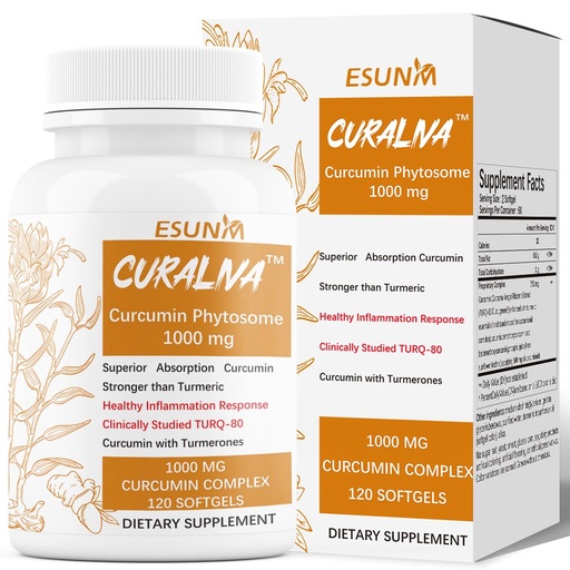 [BRSREFAEPIOQMHTL] CURALIVA - Curcumin Phytosome 1000 mg - Clinically Studied High Absorption Curcumin Complex - Supports Health in Joints, GI Tract, Liver,Muscles & Immune Health Support - 120 Capsules - 60 Servings