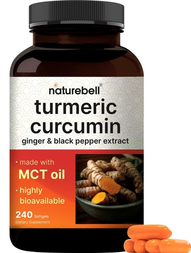 [BRSREHAQA54AOD3Z] Turmeric Curcumin Supplement with Black Pepper & Ginger | 95% Curcuminoids | 240 Softgels with MCT Oil for Better Absorption (120 Day Supply)