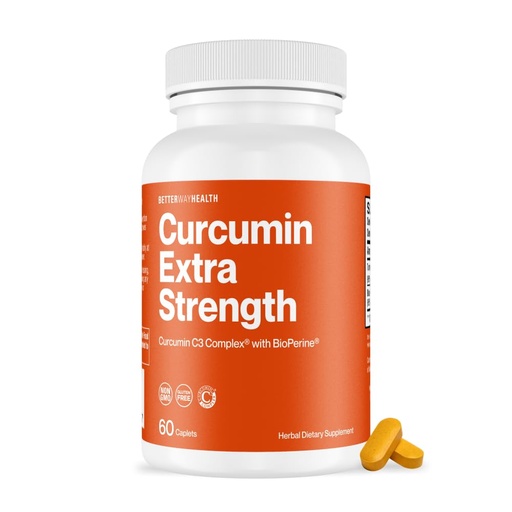 [BRSWGAIEAEMGGCD5] Better Way Health™ Turmeric Curcumin C3 Complex - 1000mg Curcumin C3® with BioPerine® – High Absorption Joint Support – 60 Caplets