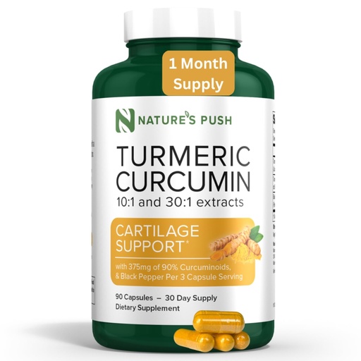 [BRSRA2Y6CV4AYFLD] Nature's Push Turmeric Curcumin Super Potent 30:1 Extract 375mg 90% Curcuminoids, 1,350mg Turmeric Root 10:1 Plus Black Pepper for Healthy Inflammation Support Non-GMO Gluten Free Vegan USA 90 Caps