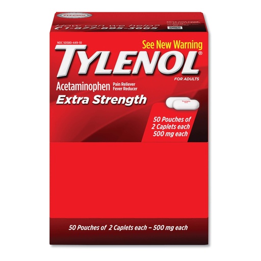 [BRSWIZQOCUIRMYLA] Tylenol Extra Strength Caplet Refills, 2 Caplets Per Packet, 50-Pack Box