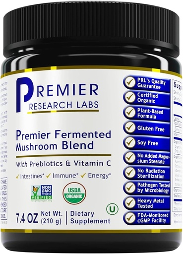 [BRSW2YD2AEBAY335] Premier Research Labs Premier Fermented Mushroom Blend - Reishi Mushroom Powder, Mushroom Extract for Drinks, Coffee, Mushroom Complex with Turkey Tail, Cordyceps for Immune & Gut Health - 7.4 oz