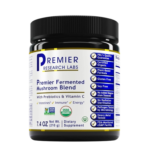 [BRSW2YD2AEBAY335] Premier Research Labs Premier Fermented Mushroom Blend - Reishi Mushroom Powder, Mushroom Extract for Drinks, Coffee, Mushroom Complex with Turkey Tail, Cordyceps for Immune & Gut Health - 7.4 oz
