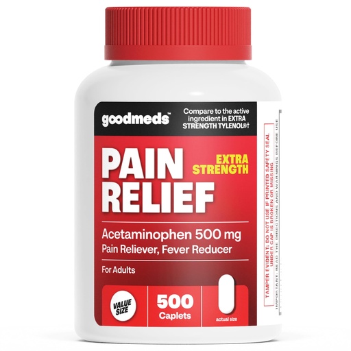 [BRSRECAHAAMA2FDF] Compare to Extra Strength Tylenol | Acetaminophen 500mg Extra Strength Pain Reliever & Fever Reducer | Headache, Muscle Aches, Back Pain, Cold & Flu Relief, 500 Count