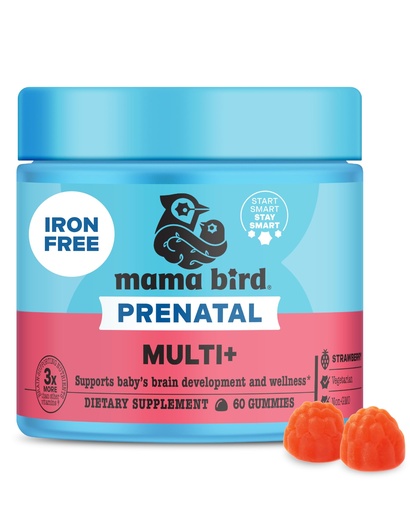 [BRSRMYITCABR6FD2] Best Nest Wellness Mama Bird - Multi+ Prenatal Gummies (30 Servings) Iron Free Multivitamin - Strawberry Flavor - Methylfolate - Baby Brain Health - Prenatal Vitamins for Women - Vegan & Gluten Free