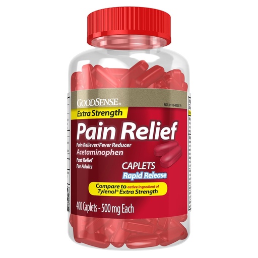 [BRSREGIZBACR6DYV] Good Sense Rapid Release Pain Relief, Acetaminophen Caplets 500 mg, Extra Strength Pain Reliever and Fever Reducer