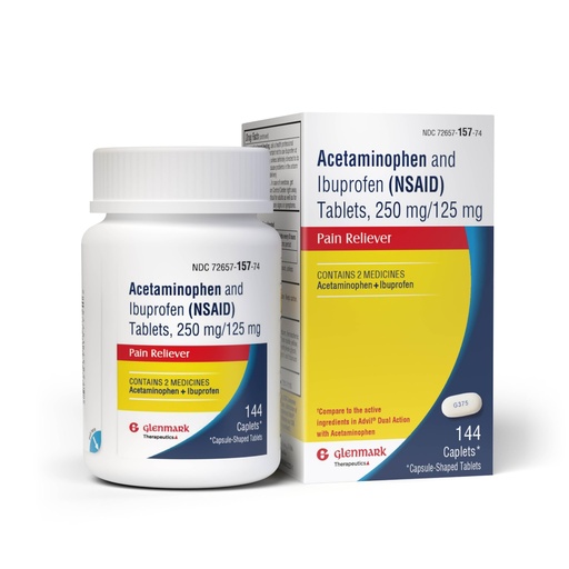 [BRSRAYA3CUFQ4CD5] Dual Action Acetaminophen 250mg and Ibuprofen 125mg Caplets, Up to 8h of Pain Relief for Minor Aches and Pain, Headaches, Toothache, Backache, Menstrual Cramps, Minor Arthritis Pain, 144 Count