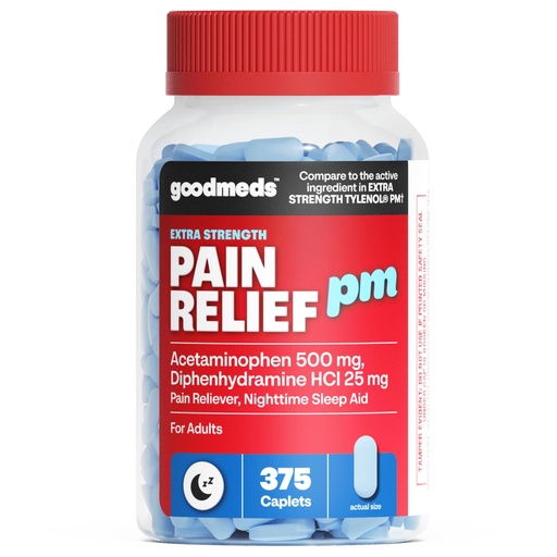 [BRSRECAHCEHQY2YY] Compare to Tylenol PM Pain Reliever & Sleep Aid, Generic Acetaminophen 500mg, Fast-Acting, Extra Strength for Headaches, Migraines, Aches | Non-Habit Forming (375 Count)