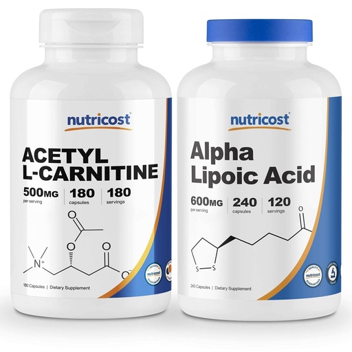 [BRSWY2YNCN4B63AZ] Nutricost Alpha Lipoic Acid 600mg, 240 Caps & Acetyl L-Carnitine 500mg, 180 Caps