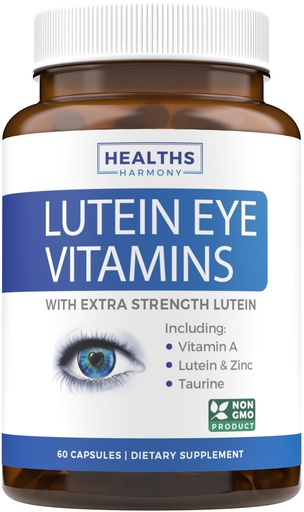 [BRSWKZIYBQNR42LK] Lutein Eye Vitamins (Non-GMO) Vision Support Supplement for Tired and Dry Eyes - Maintain Vision Health with Zinc & Powerful Bilberry, Milk Thistle, Grape Seed, and Turmeric Extracts - 60 Capsules