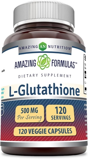 [BRSWGZI7OB7AMDQ3] Amazing Formulas L-Glutathione 500 Mg Supplement | Vegetarian Capsules | Non-GMO | Gluten-Free | Made in USA (1 Pack | 120 Count)