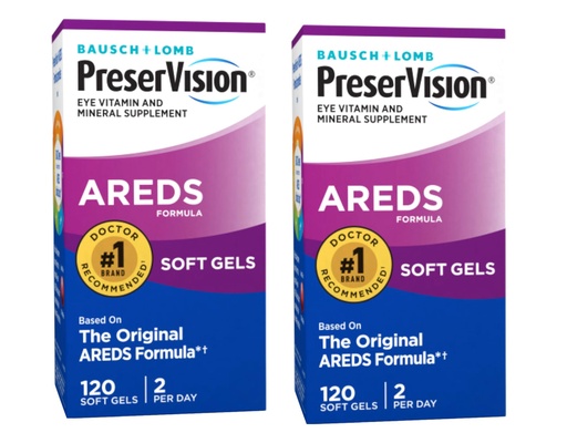 [BRSREZAPOJ5QIFY3] Bausch + Lomb PreserVision AREDS Eye Vitamin & Mineral Supplement Tablets, 120 Count Bottle (Soft Gels) (Pack of 2)