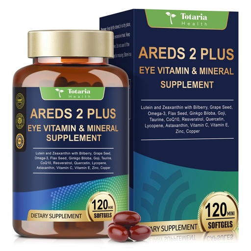 [BRSREAYKAABRYAL4] 19-in-1 AREDS 2 + Eye Vitamins for Macular Health and Dry Eye, Lutein and Zeaxanthin Supplement with Vitamin C/E, Zinc, Omega-3, Support Eye Strain, Pressure, Night Vision & Hydration - 120 Softgels