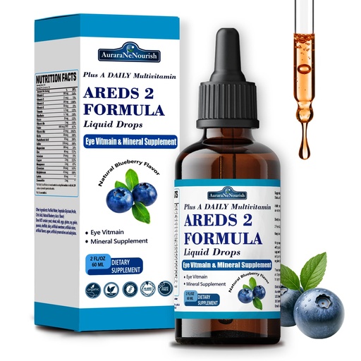 [BRSRGZALOAOQA33J] AREDS 2 + Formula Liquid Drops for Macular Health, 22-in-1 Eye Vitamin & Mineral Supplement w. Lutein and Zeaxanthin, Copper, Zinc, Vitamin C, E | Support Vision, Immune & Vitality | Vegan, Non-GMO