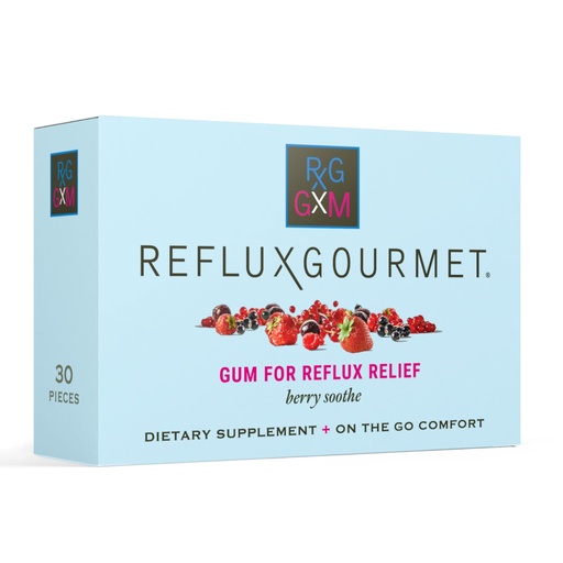 [BRSROHQ2AACAOCY3] REFLUX GOURMET Berry Soothe Gum Alginate Therapy Sodium Bicarbonate Gum for Acid Reflux, Oral, Cognitive, and Digestive Support, Natural with Ginger, Celeriac and Aloe, Sugar Free, Gluten Free, Vegan