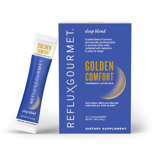 [BRSRGGQQBAIAODIU] REFLUX GOURMET Golden Comfort Sleep Blend – Turmeric Latte with with Melatonin, Gamma-Amino Butyric Acid (GABA), L-Theanine & Black Pepper Extract – 14 ct