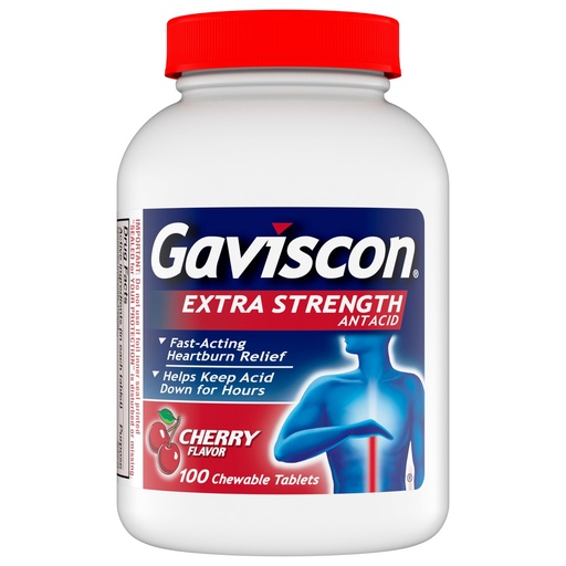[BRSWIYANO4CA4232] Gaviscon Extra Strength Cherry Chewable Tablet For Fast-Acting Heartburn Relief, 100 Count