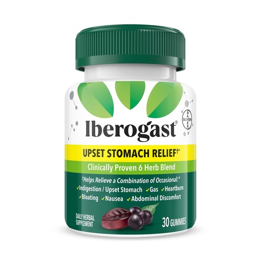 [BRSREAYQOB6Q23AV] Iberogast Gummies Upset Stomach Relief: Helps Relieve a Combination of Occasional Indigestion/Upset Stomach, Gas, Heartburn, Bloating, Nausea and Abdominal Discomfort, Natural Elderberry Flavor, 30ct