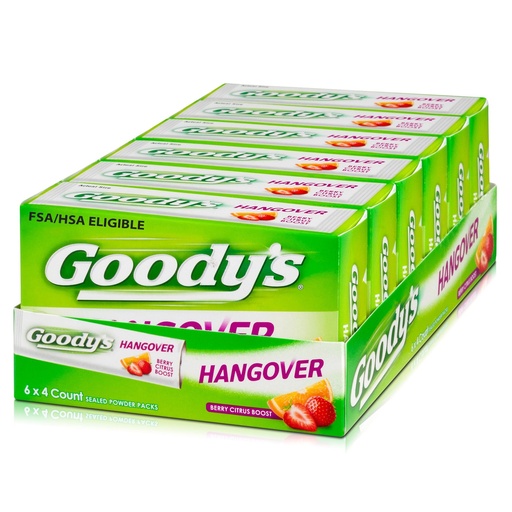 [BRSWGCQ3OACB6DL6] Goody's Hangover Relief Powder, Dual Action, Berry Citrus, 4 Count, 6 Pk