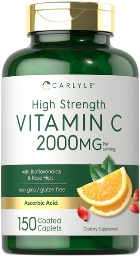 [BRSW2HY2CJYGGCTP] Carlyle Vitamin C 2000mg | with Rose Hips | 150 Caplets | Vegetarian, Non-GMO, Gluten Free Supplement