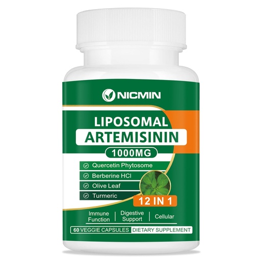 [BRSRACY6DIDWMG3O] Liposomal Artemisinin Supplement 1000mg, Sweet Wormwood Extract with 200mg Quercetin Phytosome, Maximum Absorption for Antioxidant 60 Capsules