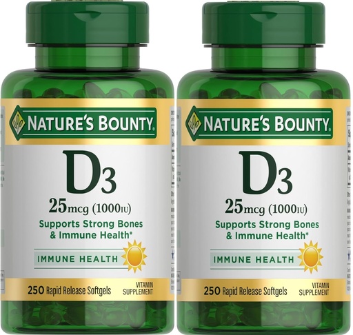 [BRSWIBQQCJ7B2G3G] Nature's Bounty Vitamin D3-1000 IU, Rapid Release Softgels 250 ea (Pack of 2)