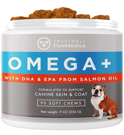 [BRSWYAY5CMIBACL4] PawMedica Omega 3 Chews for Dogs - Skin & Coat Support, 90 Count | Fish Oil, Omega 3 6 9 Vitamin Chews With DHA and EPA - Helps With Dryness, Itchiness And Shedding, Made in USA