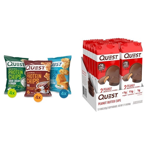 [BRSROAIKC4FB6AY2] Quest Nutrition Protein Chips Variety Pack & High Protein Low Carb, Gluten Free, Keto Friendly, Peanut Butter Cups, 12 Count (Pack of 1) (total- 17.76 Ounce)