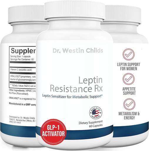 [BRSWYZABOYFGCYDG] Dr. Westin Childs | Leptin Resistance Rx – Natural Leptin Sensitizer Support Supplement for Women for Thyroid, Metabolic Health, Vitality, Energy, Focus with Glycosaminoglycans, Vitamin C - 60 ct
