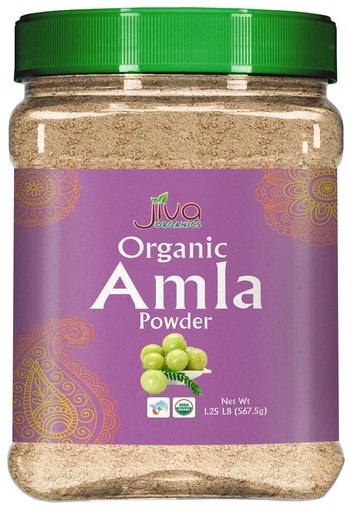 [BRSWGBIHBAHWKCQ4] Organic Amla Powder 1.25 LB (20oz) - Pure, Lab Tested, Gluten Free, Non-GMO, Pure Amalaki Powder From India, Vitamin C, Bulk Bag, 100% Raw & Natural - by Jiva Organics