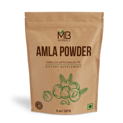 [BRSWGGQPOUNWKGY6] MB Herbals De-Seeded Amla Powder – 8 oz / ½ LB (227g) | Pure Amalaki Powder from Amla Berries Pulp | Seed-Free & Natural