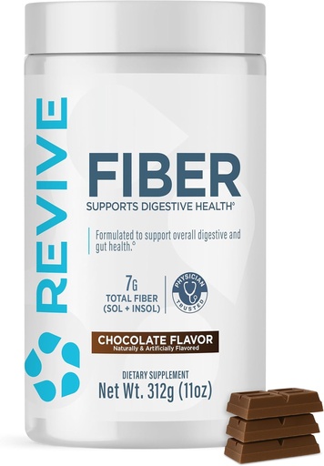 [BRSRMFL7AQCW2A3J] Revive MD Fiber Supplement för Digestive & Gut Health - 5g Dietary Fiber stöder ett hälsosamt matsmältningssystem med Psyllium Husk & More - 30 portioner, choklad