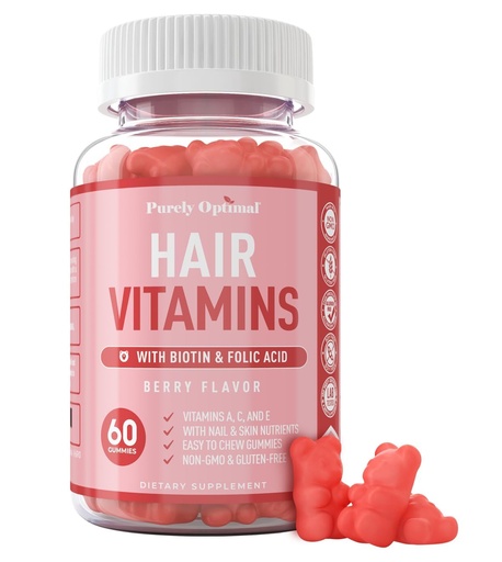 [BRSWYZTQBUBQADL7] Premium Hair Growth for Women & Men - Hair Growth Vitamins w/Biotin & Keratin - Supports Thicker Healthier Hair Growth - Supplement for All Hair Types, 60 Capsules (60, Berry)