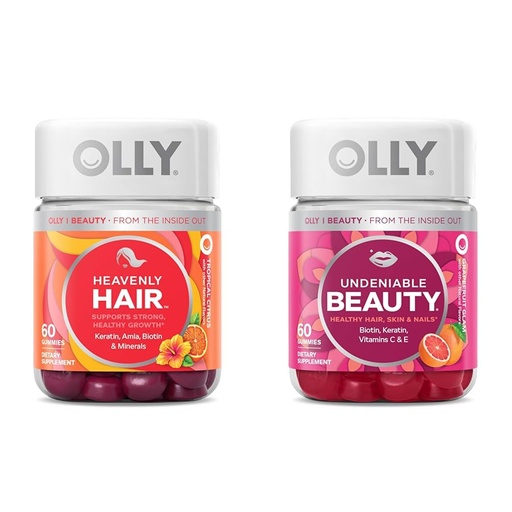 [BRSROAIKCEMB6GTO] OLLY Heavenly Hair Gummy, Supports Healthy Hair, Keratin, Biotin & Undeniable Beauty Gummy, For Hair, Skin, Nails, Biotin, Vitamin C, Keratin, Chewable Supplement, Grapefruit, 30 Day Supply - 60 Count