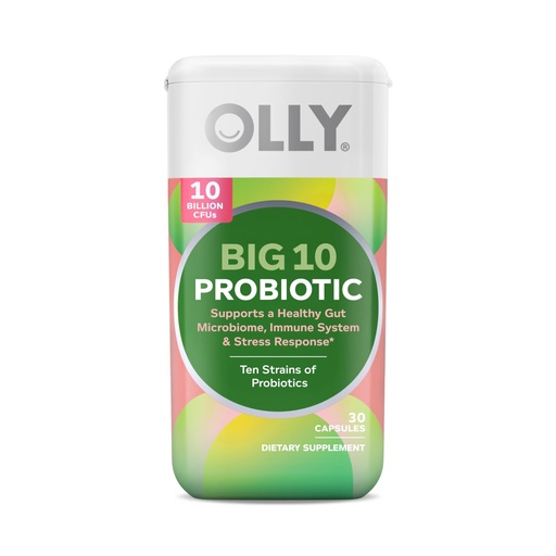 [BRSREZQ6AF7QOGY6] OLLY Big 10 Probiotic, Supports a Healthy Gut Microbiome,* 10 Billion CFUs, 30 Day Supply - 30 Count